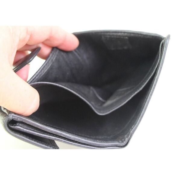 Lancel PARIS BLACK GENUINE LEATHER ID CARD COIN SMALL HOLDER BIFOLD WALLET PURSE - Picture 9 of 11